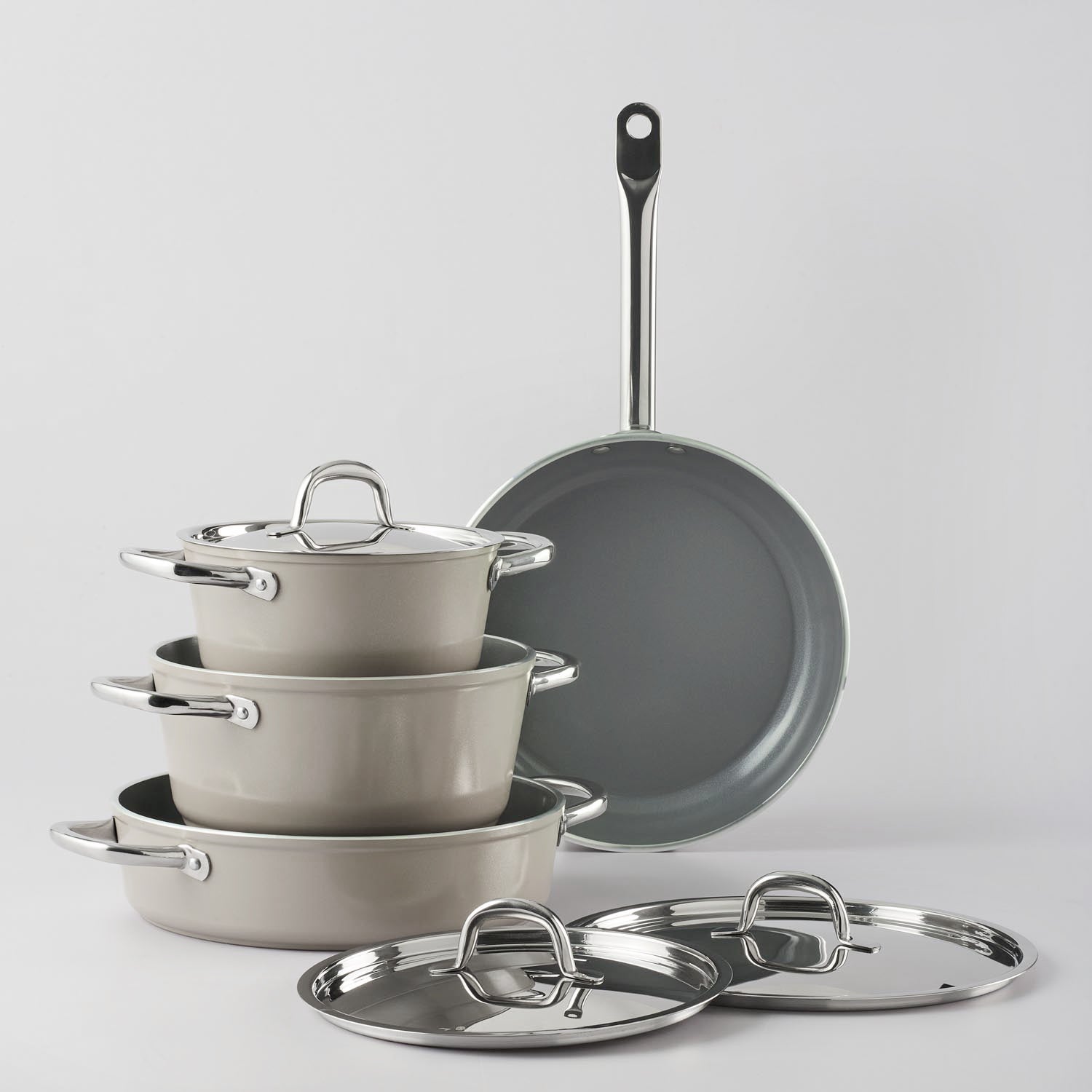 Jumbo Swiss Crystal 7 Parça İndüksiyon Tabanlı Tencere Seti Bej