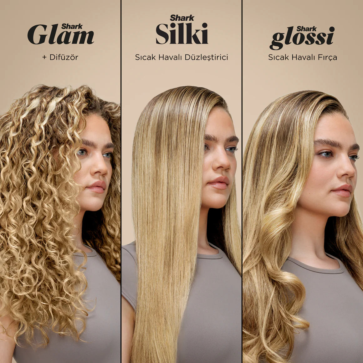 Shark Glam 5 Başlıklı Düz,Dalgalı ve Bukleli Çok Amaçlı Saç Şekillendirici Gold -HD6051SEU