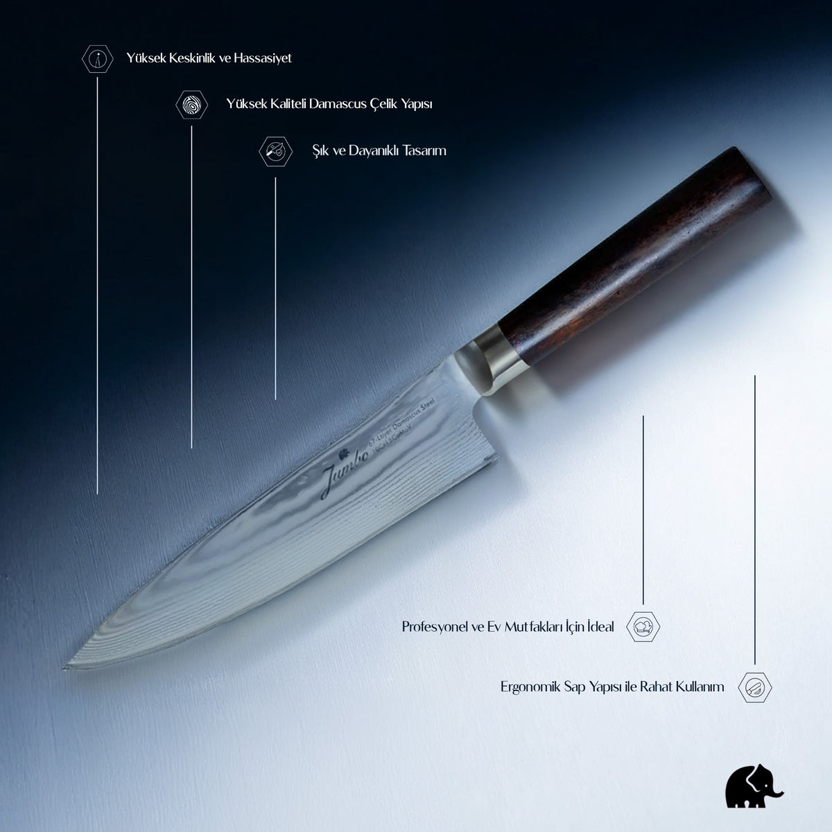 Jumbo Miyaki Damascus Çelik Bıçak 18 cm