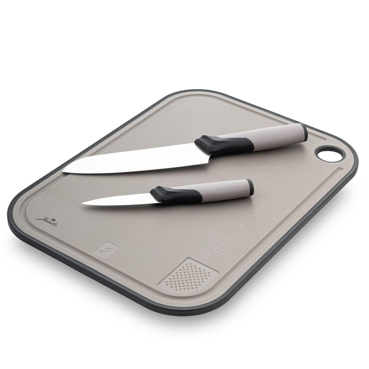 Jumbo Smart Grey Kesme Tahtası ve 2'li Bıçak Seti