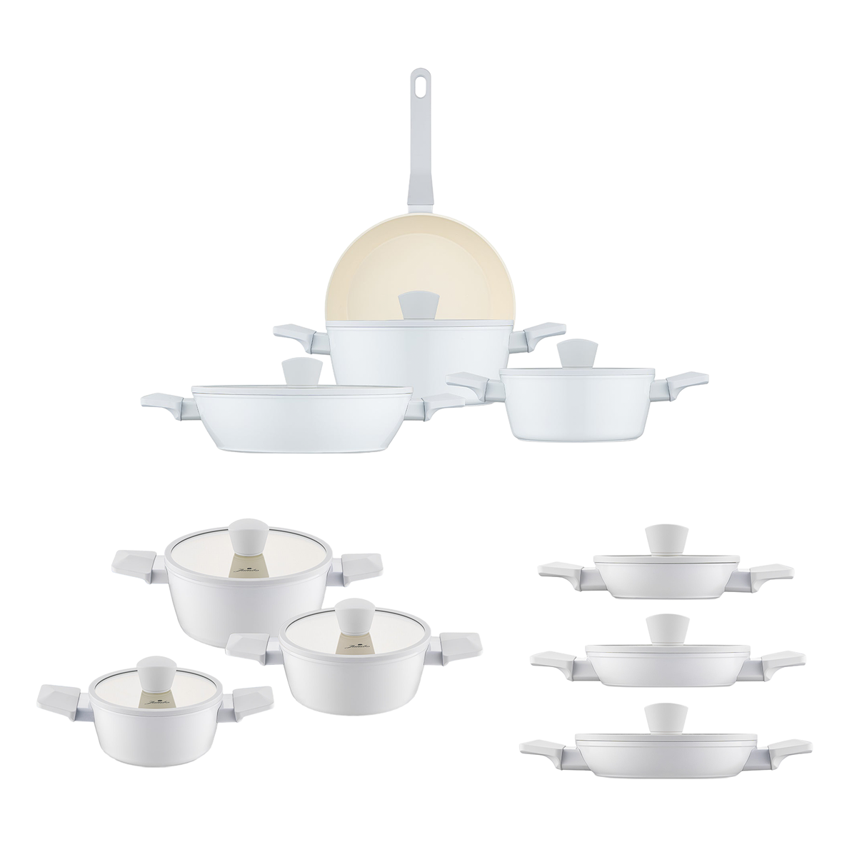 Jumbo Swiss Crystal 19 Parça Light Grey Çeyiz Tencere Seti