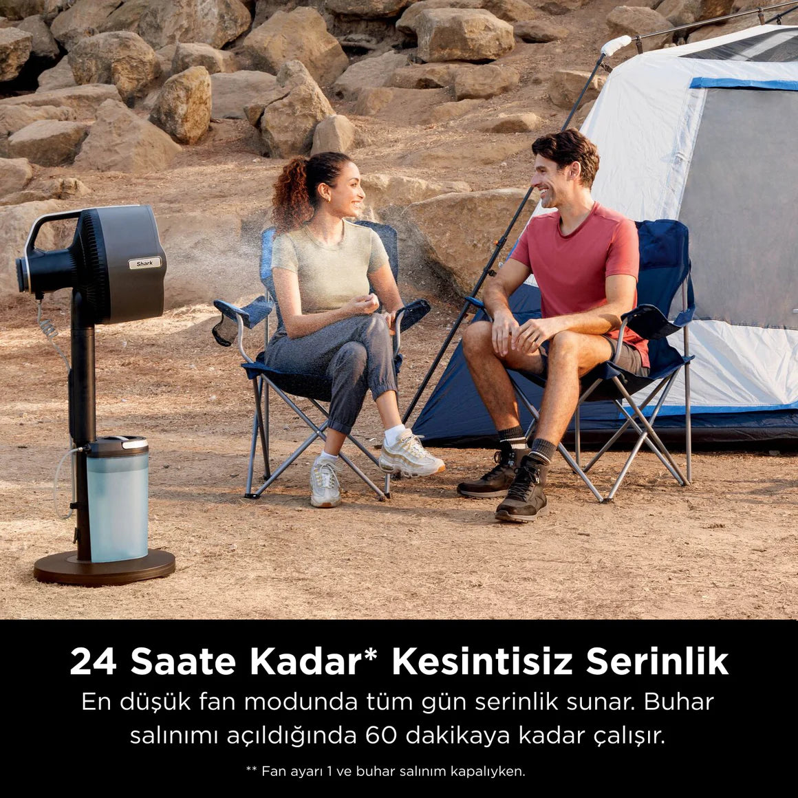 Shark FlexBreeze ProMist Taşınabilir Buharlı Fan – İç ve Dış Mekan Uyumlu, Siyah