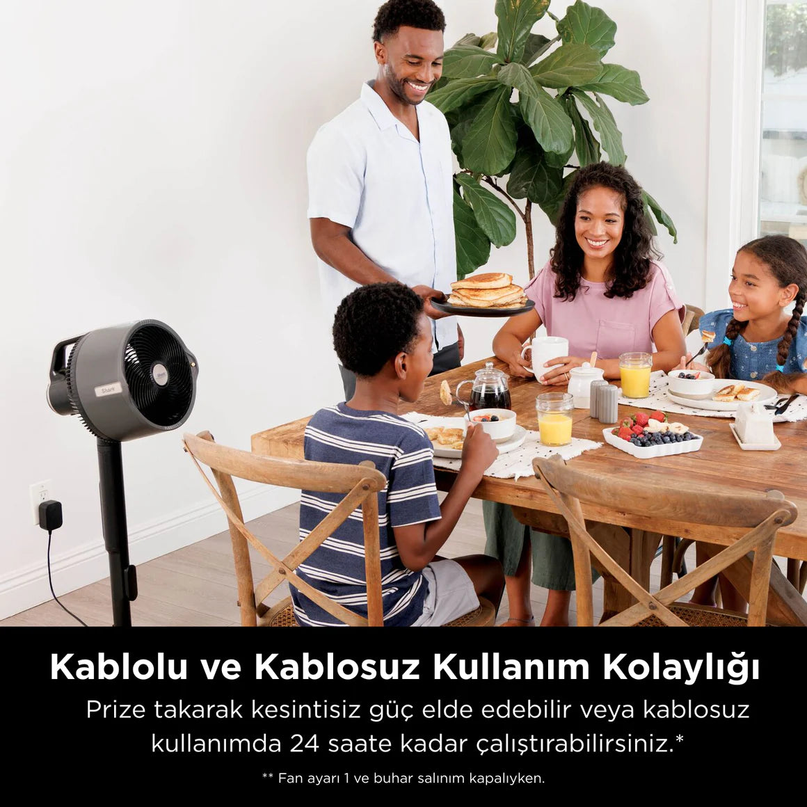 Shark FlexBreeze ProMist Taşınabilir Buharlı Fan – İç ve Dış Mekan Uyumlu, Siyah
