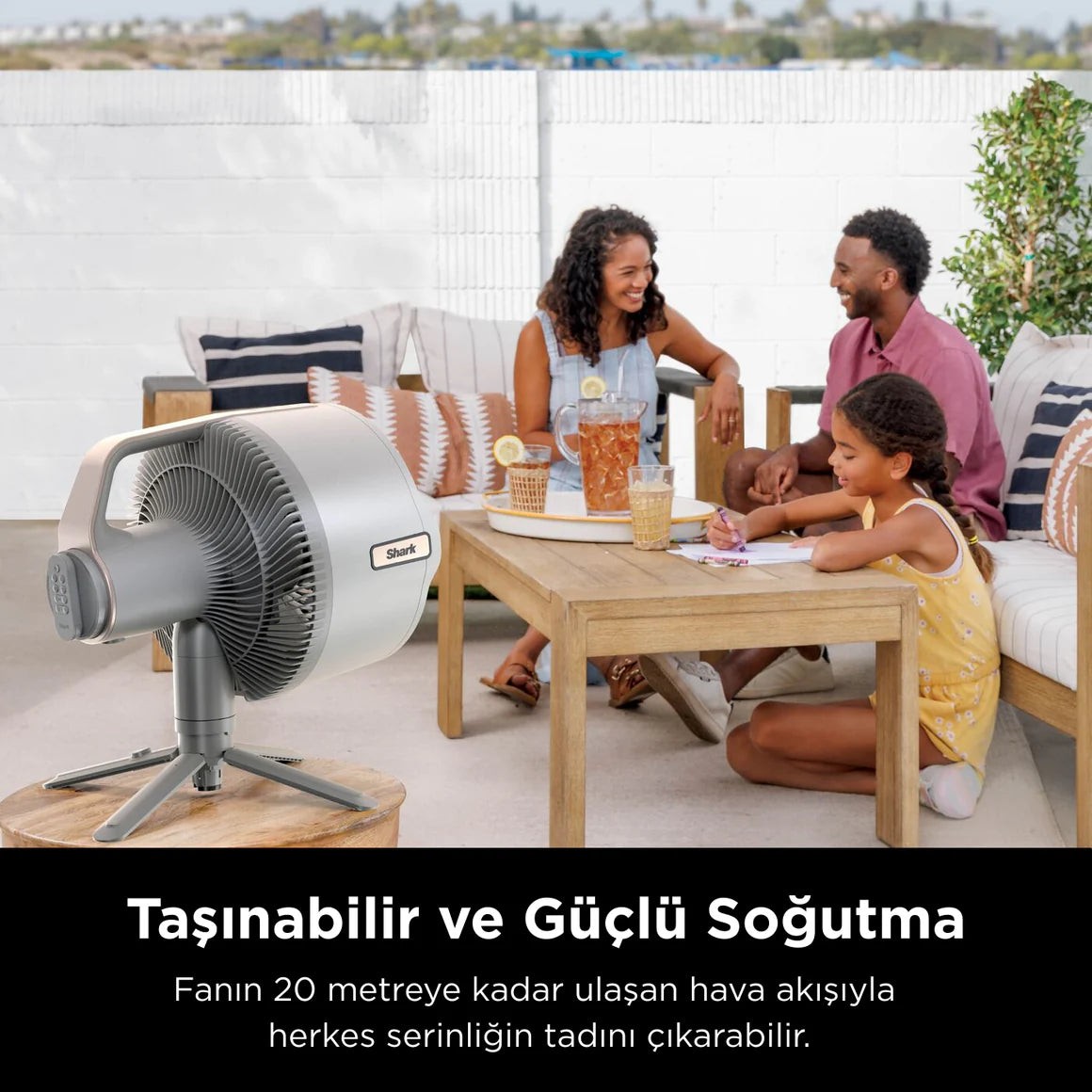 Shark FlexBreeze ProMist Taşınabilir Buharlı Fan – İç ve Dış Mekan Uyumlu, Siyah