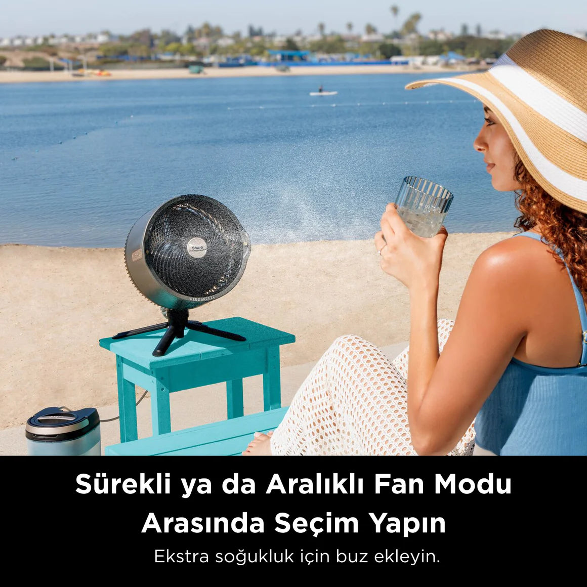 Shark FlexBreeze ProMist Taşınabilir Buharlı Fan – İç ve Dış Mekan Uyumlu, Siyah