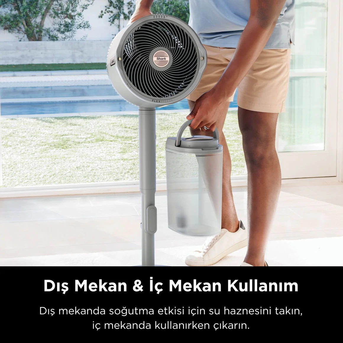 Shark FlexBreeze ProMist Taşınabilir Buharlı Fan – İç ve Dış Mekan Uyumlu, Beyaz