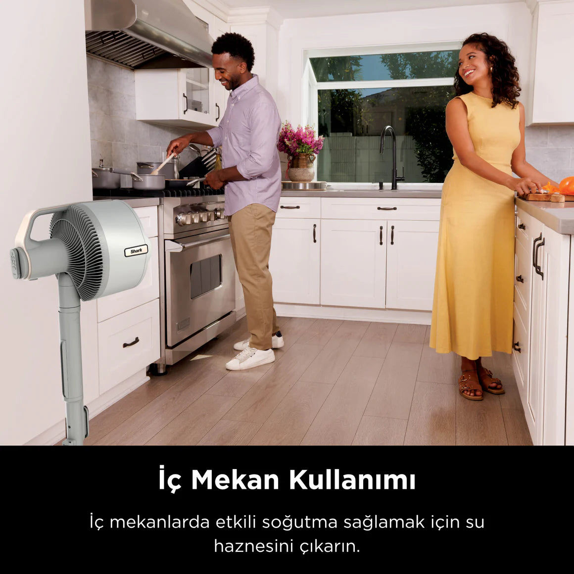 Shark FlexBreeze ProMist Taşınabilir Buharlı Fan – İç ve Dış Mekan Uyumlu, Beyaz