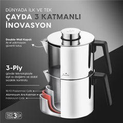 Jumbo İnfinity 3PLY İndüksiyon Tabanlı Çelik Çaydanlık