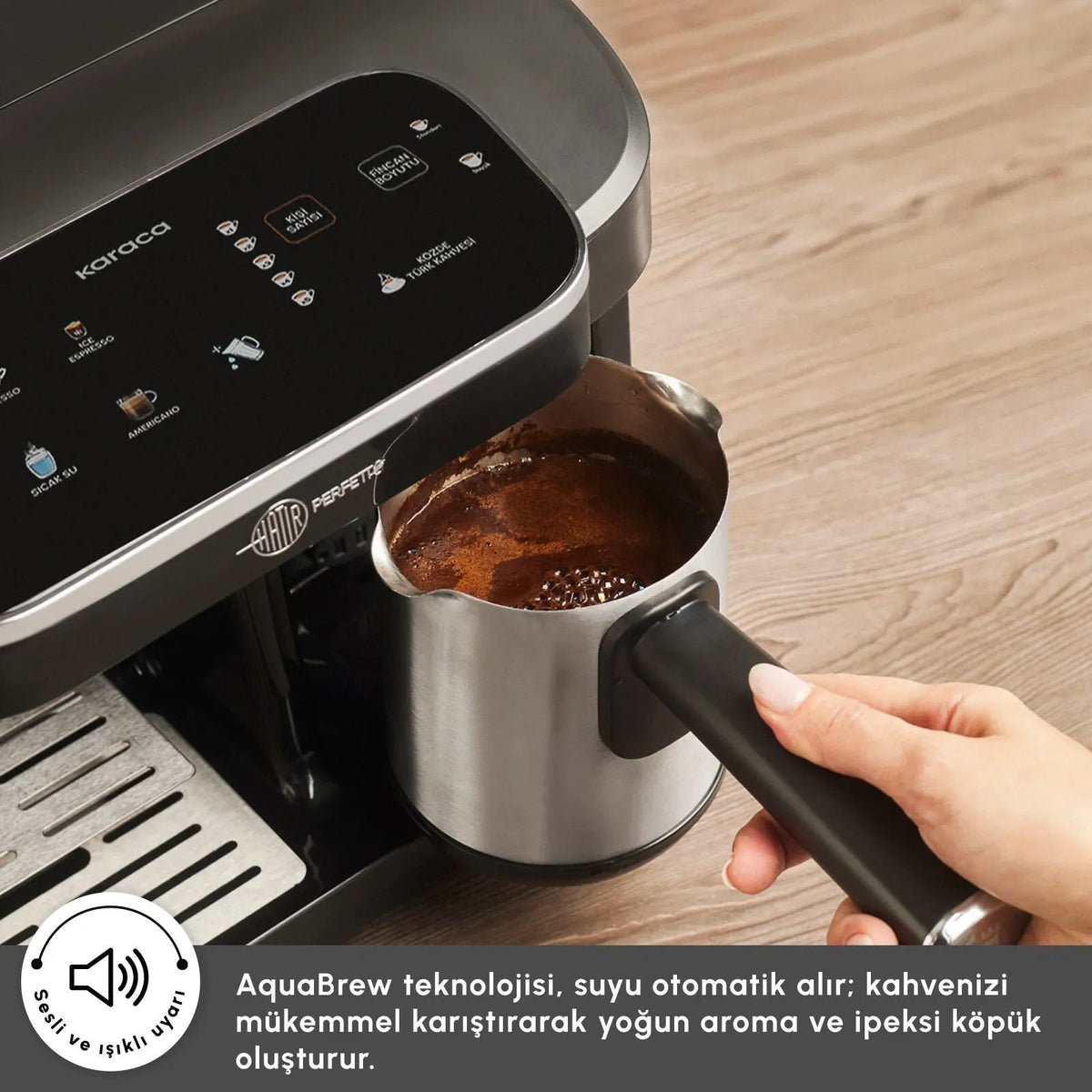 Karaca Hatır Perfetto Espresso ve Türk Kahve Makinesi İnox & 4 Adet Türk Kahve Fincanı Hediyeli