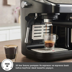 Karaca Hatır Perfetto Espresso ve Türk Kahve Makinesi İnox & 4 Adet Türk Kahve Fincanı Hediyeli