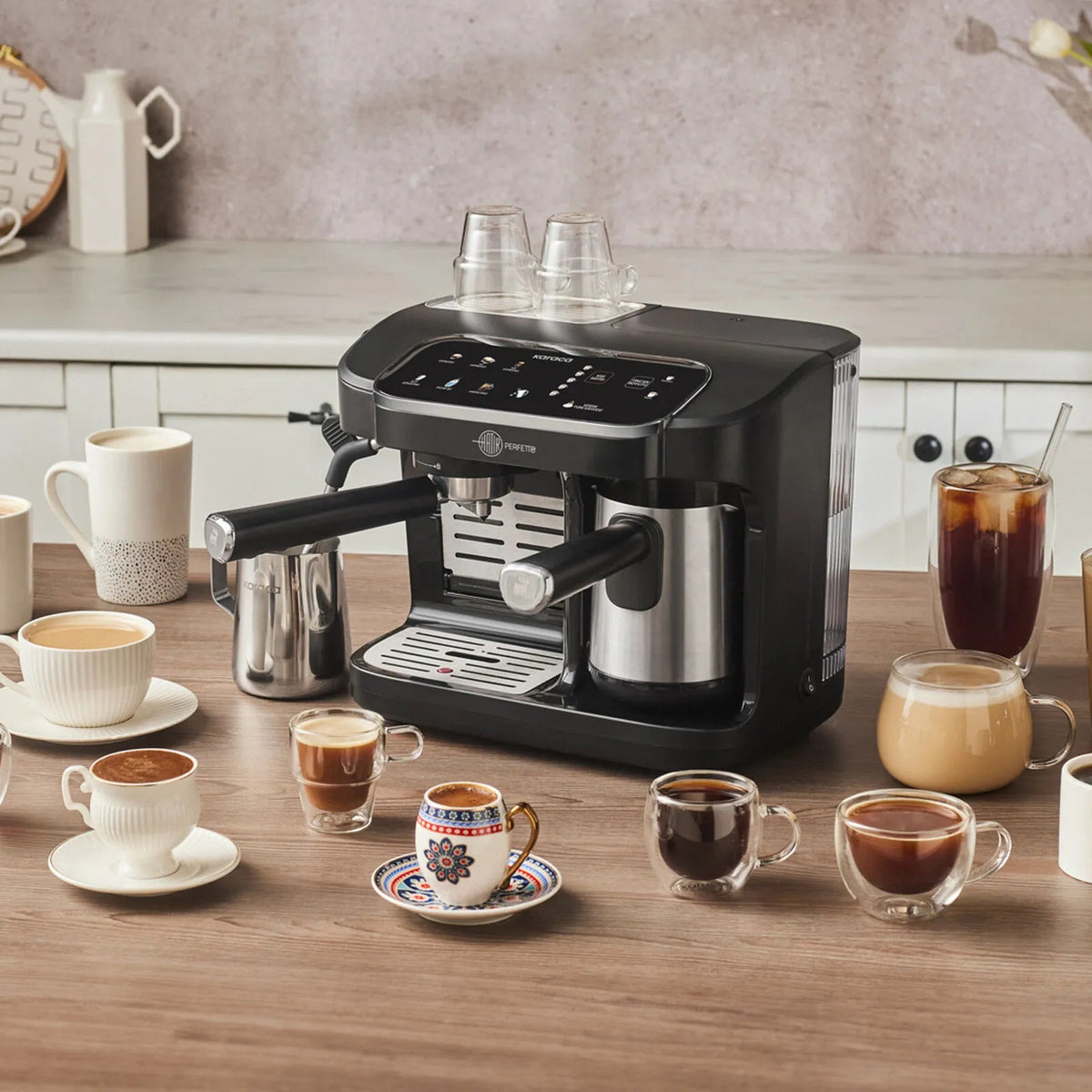 Karaca Hatır Perfetto Espresso ve Türk Kahve Makinesi İnox & 4 Adet Türk Kahve Fincanı Hediyeli