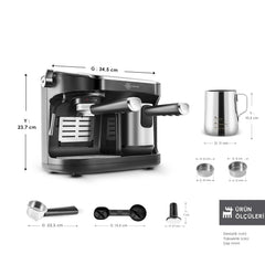 Karaca Hatır Perfetto Espresso ve Türk Kahve Makinesi İnox & 4 Adet Türk Kahve Fincanı Hediyeli