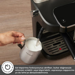 Karaca Hatır Perfetto Espresso ve Türk Kahve Makinesi İnox & 4 Adet Türk Kahve Fincanı Hediyeli