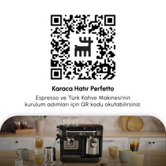 Karaca Hatır Perfetto Espresso ve Türk Kahve Makinesi İnox & 4 Adet Türk Kahve Fincanı Hediyeli