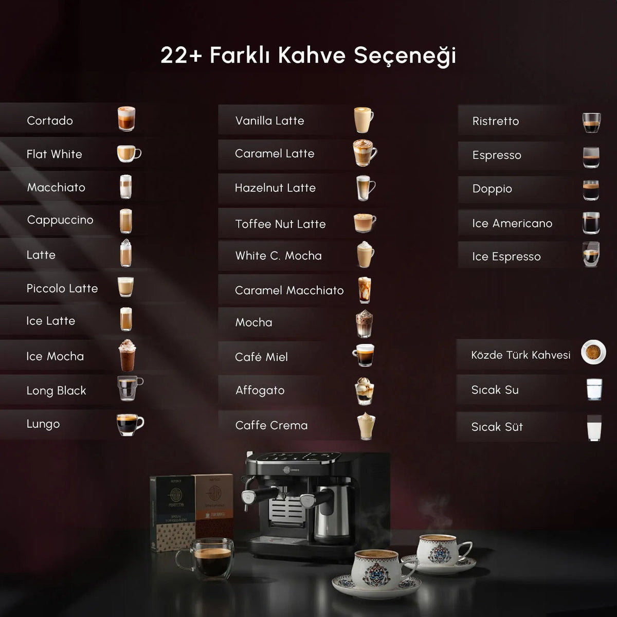 Karaca Hatır Perfetto Espresso ve Türk Kahve Makinesi İnox & 4 Adet Türk Kahve Fincanı Hediyeli