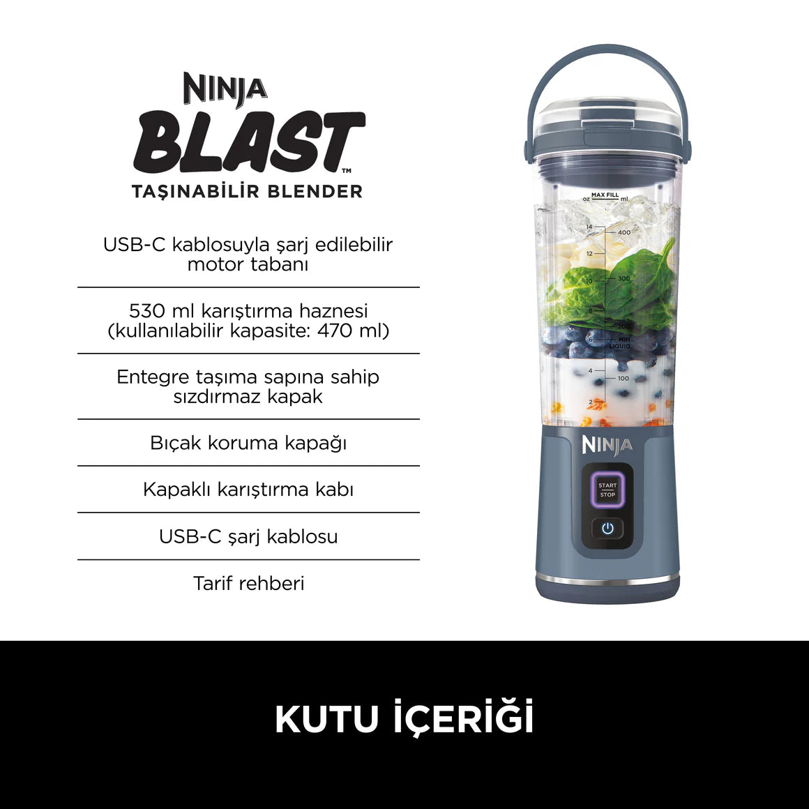 Ninja Blast™ Taşınabilir Blender - Mavi