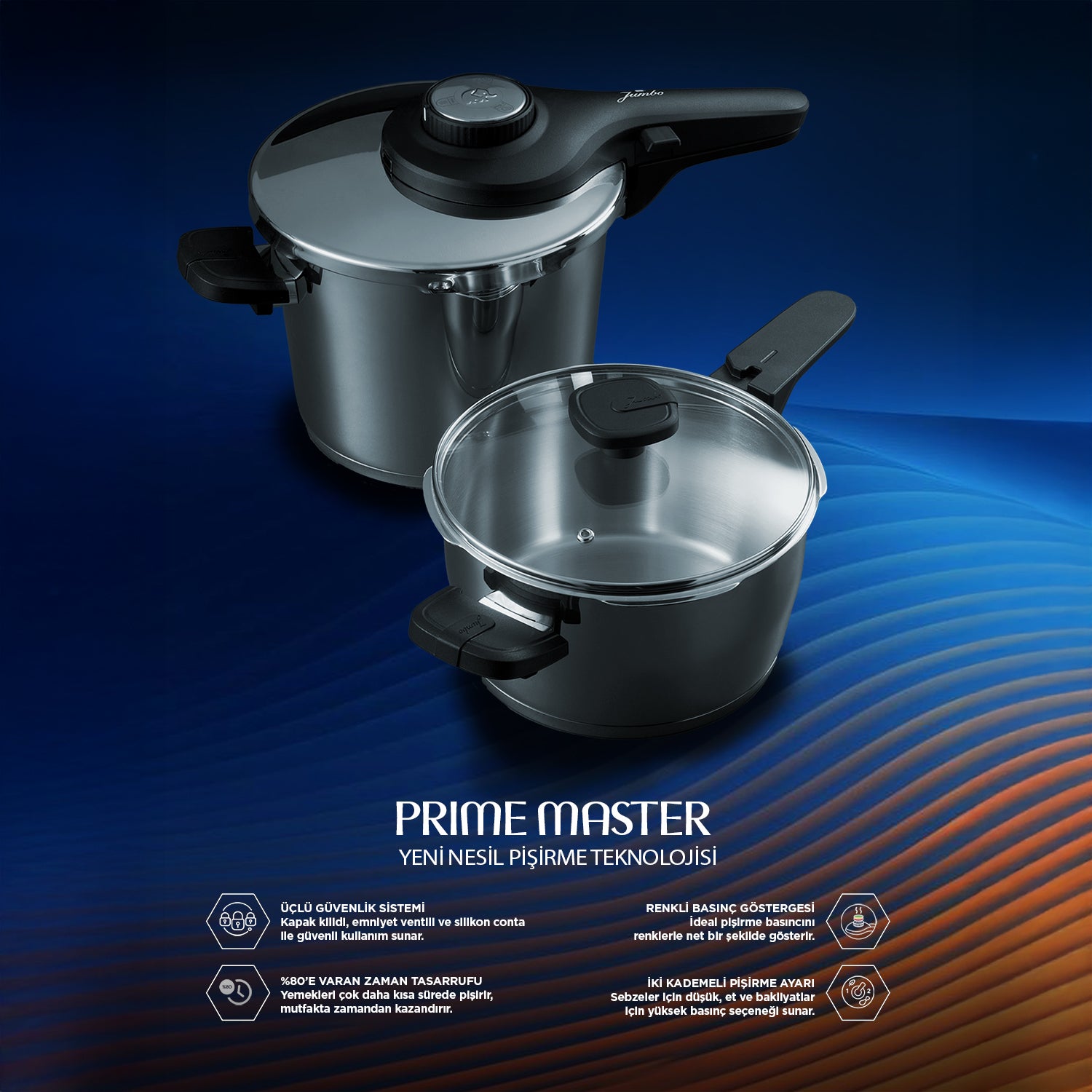 Jumbo Prime Master 4+6 Litre Düdüklü Tencere Seti