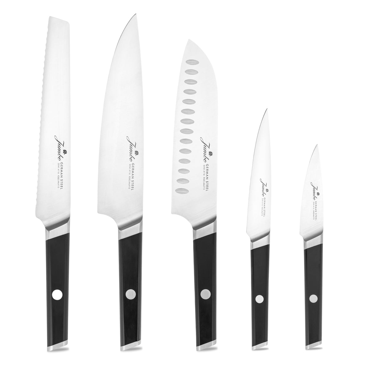 Jumbo Katana Standlı 6 Parça Alman Çeliği Siyah Bıçak Seti