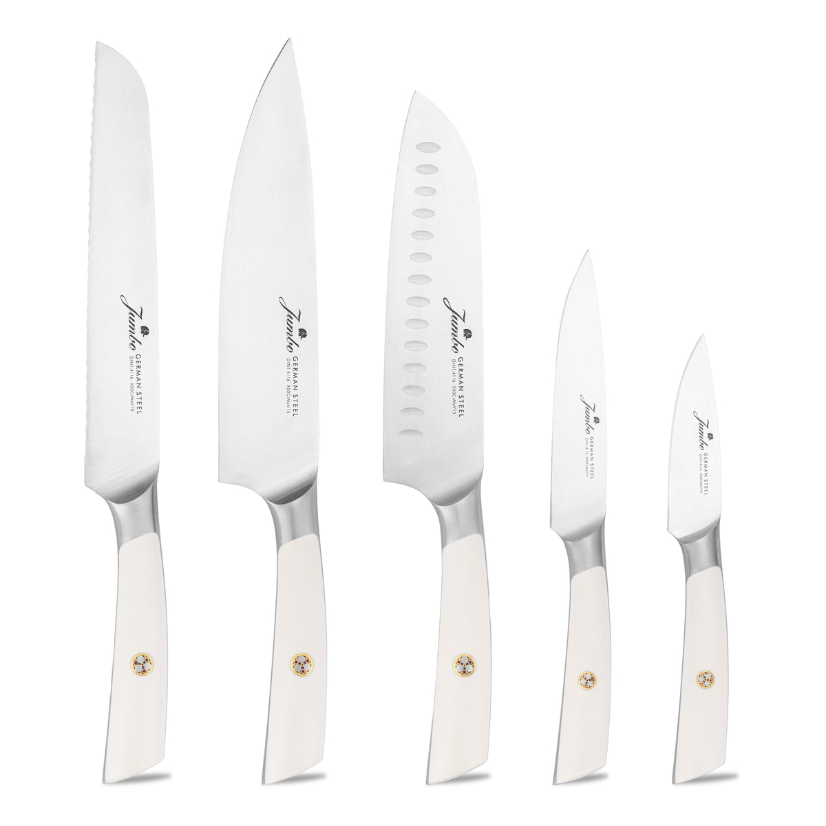 Jumbo Katana Standlı 6 Parça Alman Çeliği Beyaz Bıçak Seti