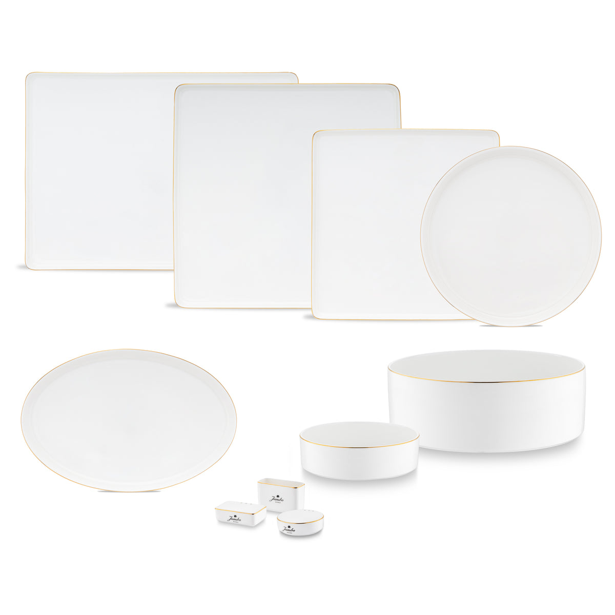 Jumbo Simple 59 Parça 12 Kişilik Yemek Takımı Gold